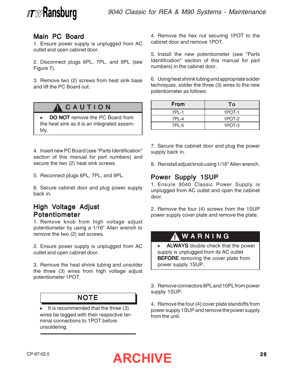 Archive | Ransburg 9040 Classic HV Power Supply 76447 User Manual | Page 31 / 44