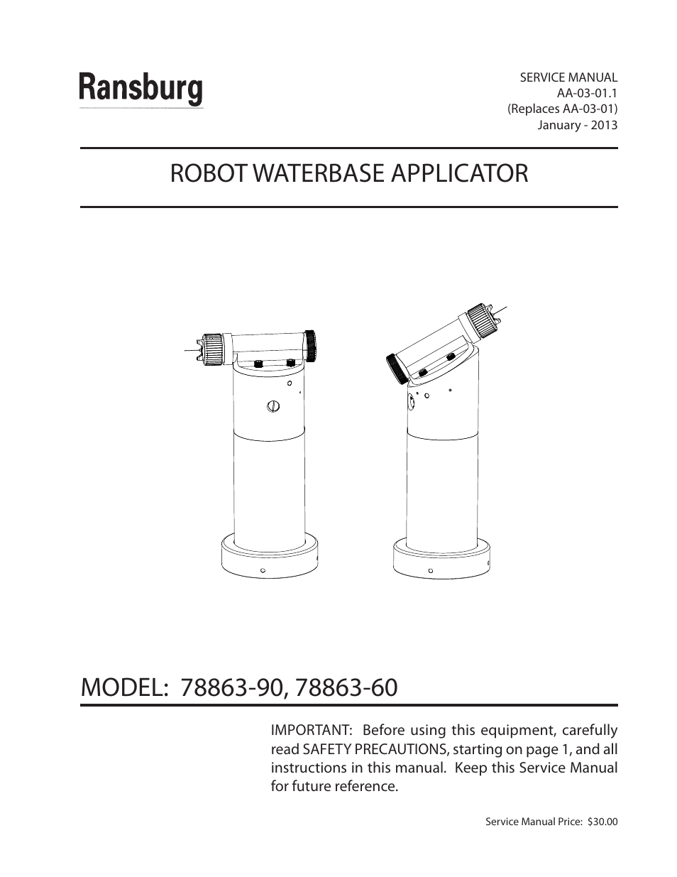 Ransburg Evolver Water Applicator 78863-90, 78863-60 User Manual | 60 pages