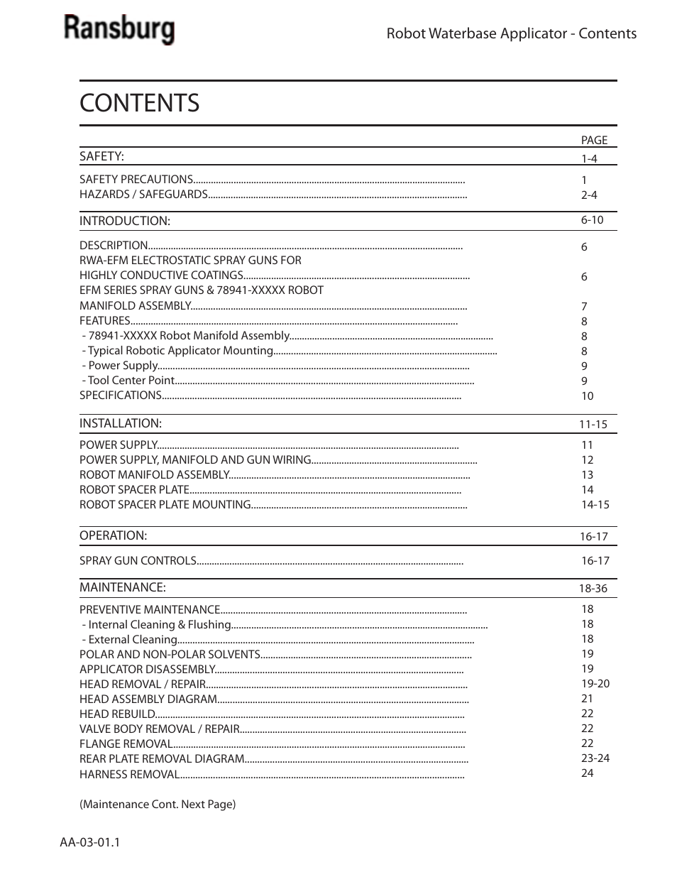 Ransburg Evolver Water Applicator 78863-90, 78863-60 User Manual | Page 3 / 60