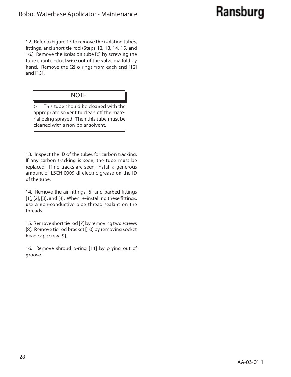 Robot waterbase applicator - maintenance | Ransburg Evolver Water Applicator 78863-90, 78863-60 User Manual | Page 32 / 60