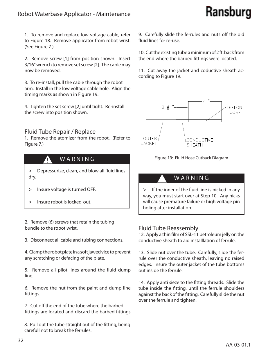 Robot waterbase applicator - maintenance, Fluid tube repair / replace, Fluid tube reassembly | Ransburg Evolver Water Applicator 78863-90, 78863-60 User Manual | Page 36 / 60