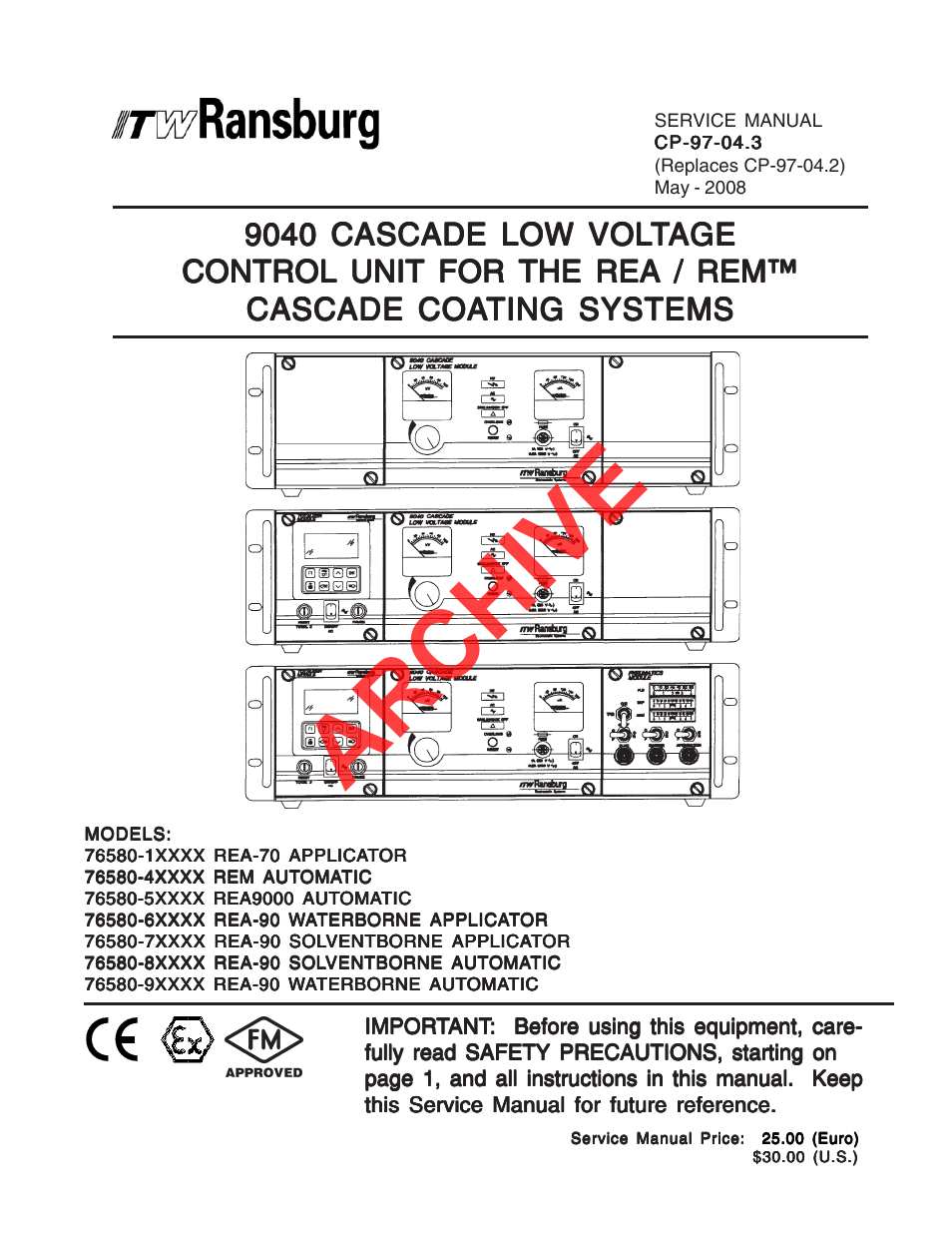 Ransburg 9040 Cascade LV Control Unit 76580 User Manual | 46 pages