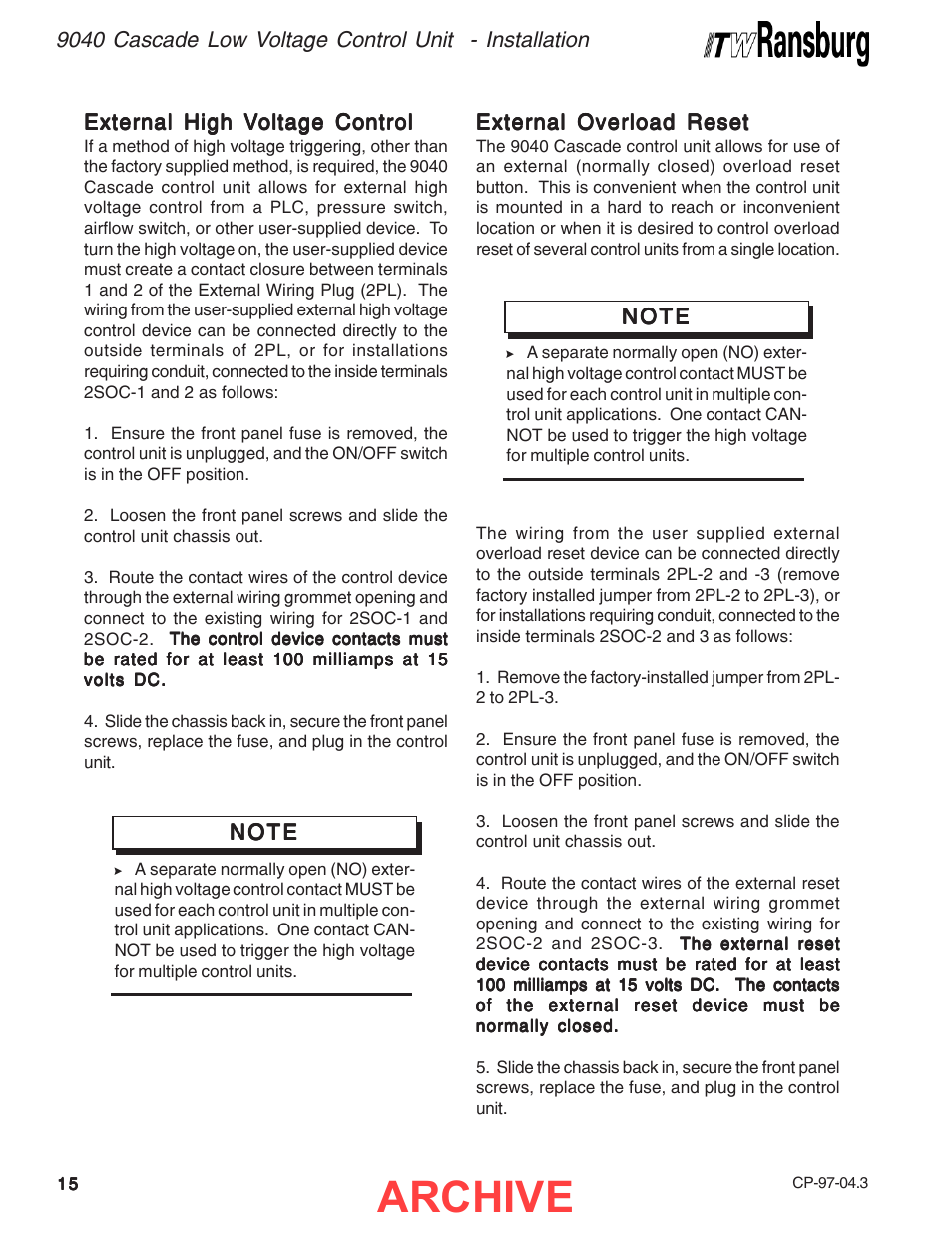 Archive | Ransburg 9040 Cascade LV Control Unit 76580 User Manual | Page 18 / 46