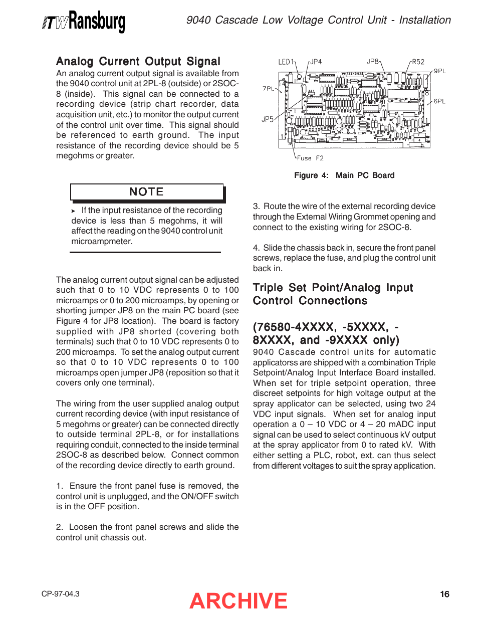 Archive | Ransburg 9040 Cascade LV Control Unit 76580 User Manual | Page 19 / 46