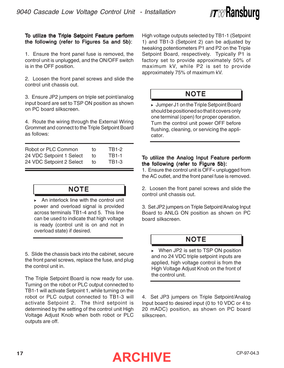 Archive | Ransburg 9040 Cascade LV Control Unit 76580 User Manual | Page 20 / 46