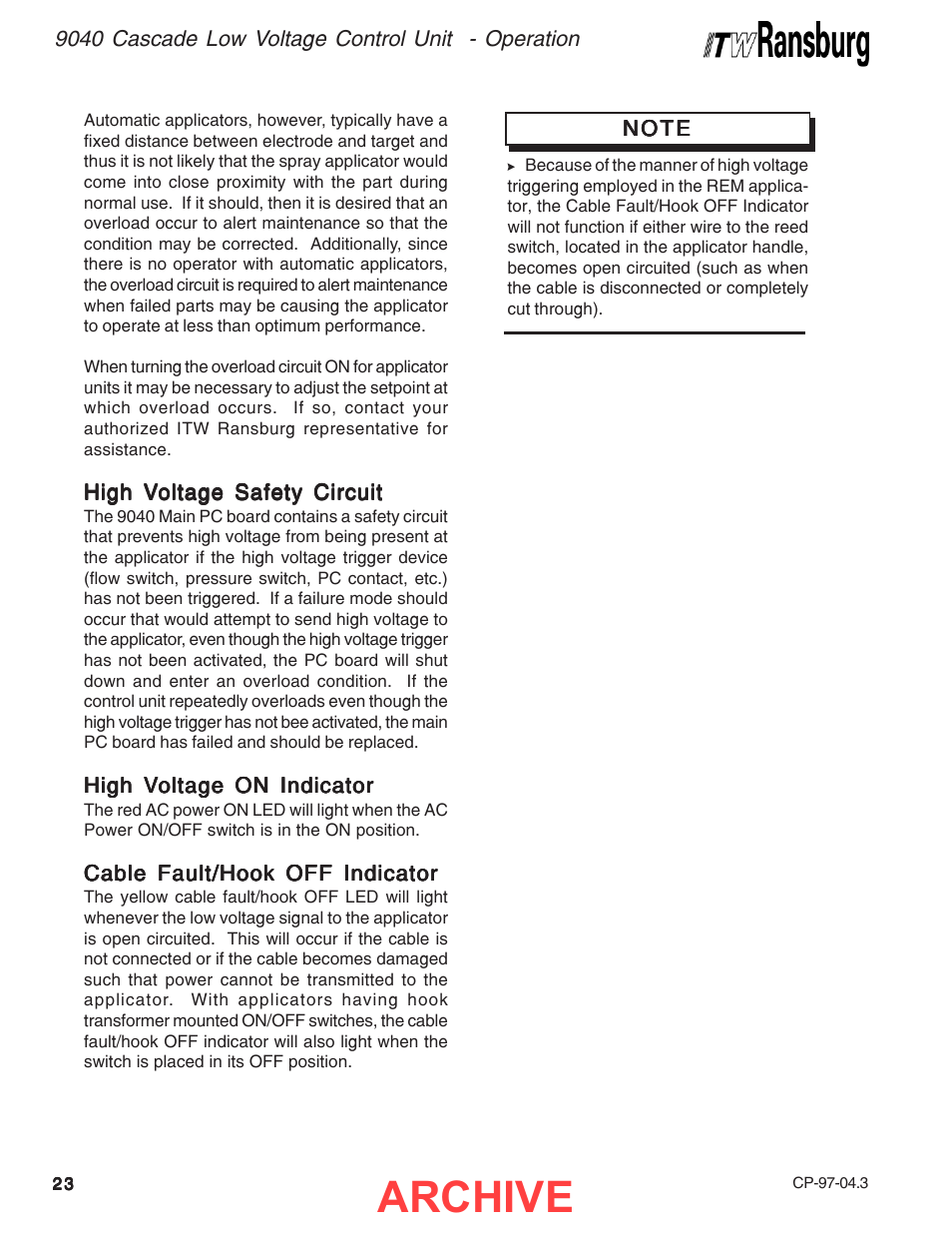 Archive | Ransburg 9040 Cascade LV Control Unit 76580 User Manual | Page 26 / 46