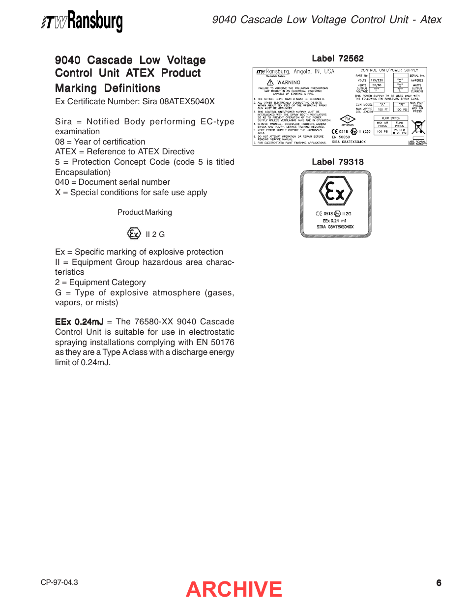 Archive | Ransburg 9040 Cascade LV Control Unit 76580 User Manual | Page 9 / 46