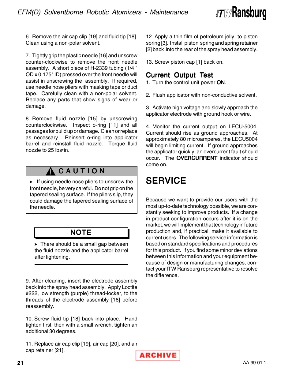 Service | Ransburg EFM & EFMD Solvent Applicator 76480, 76482, 76485, 76488 User Manual | Page 26 / 78