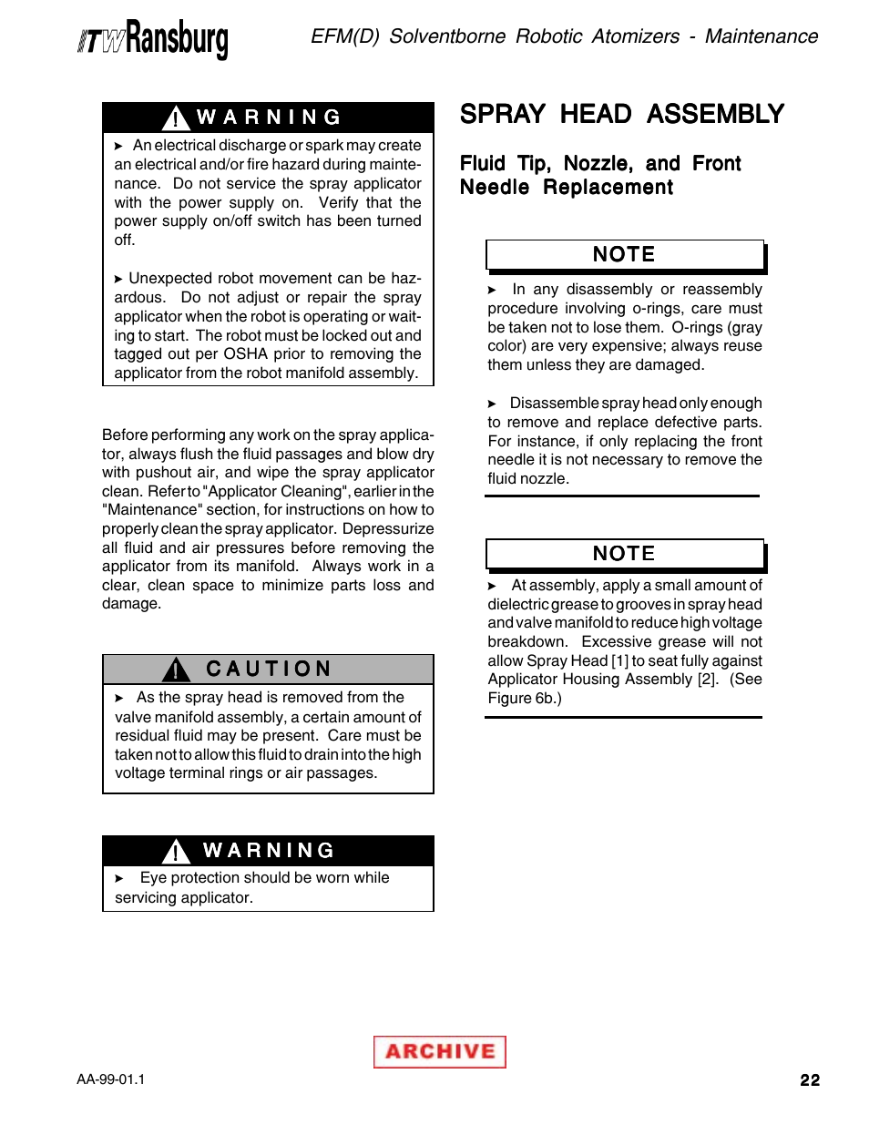 Spra | Ransburg EFM & EFMD Solvent Applicator 76480, 76482, 76485, 76488 User Manual | Page 27 / 78