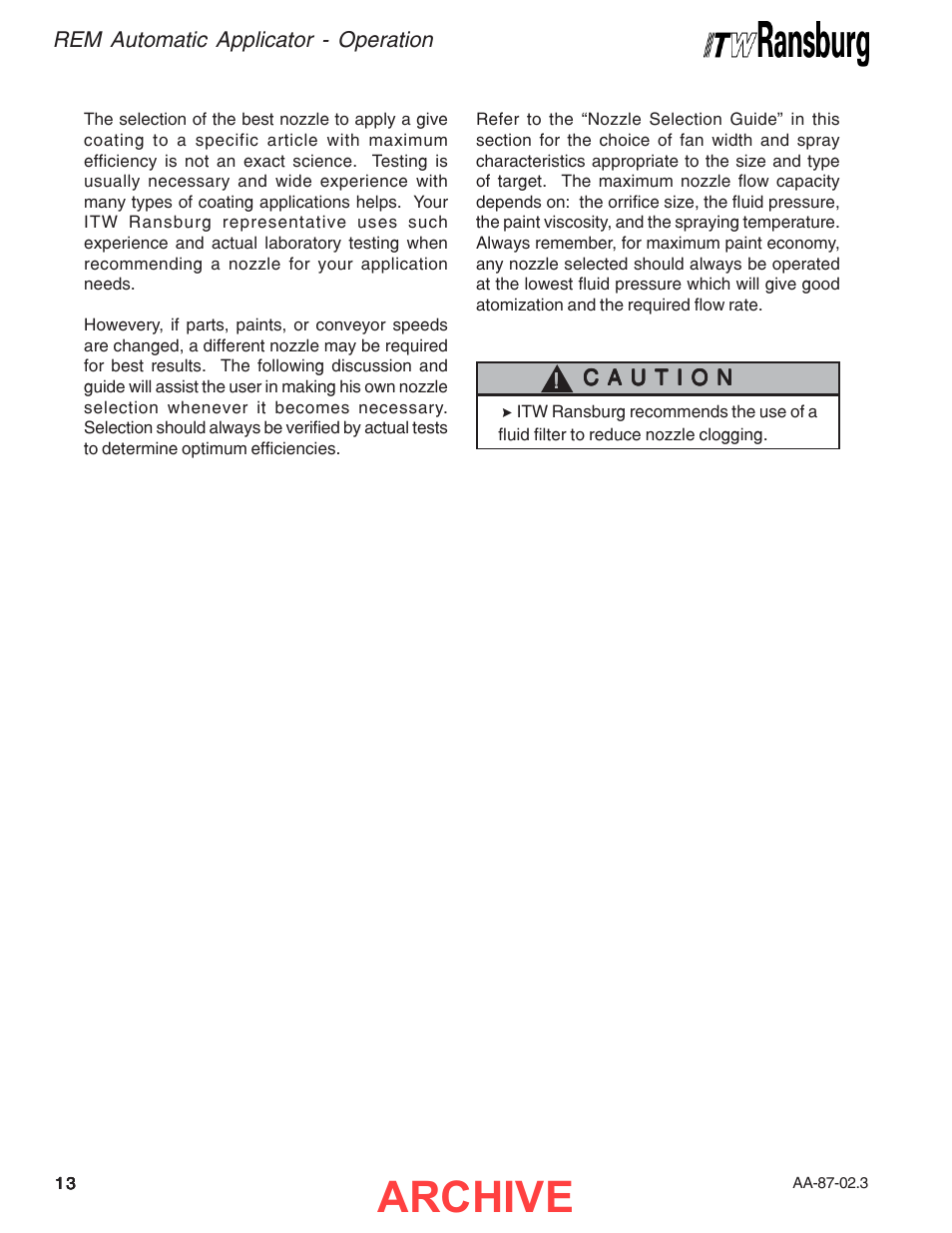 Archive | Ransburg REM Automatic Applicator 73499 User Manual | Page 16 / 40