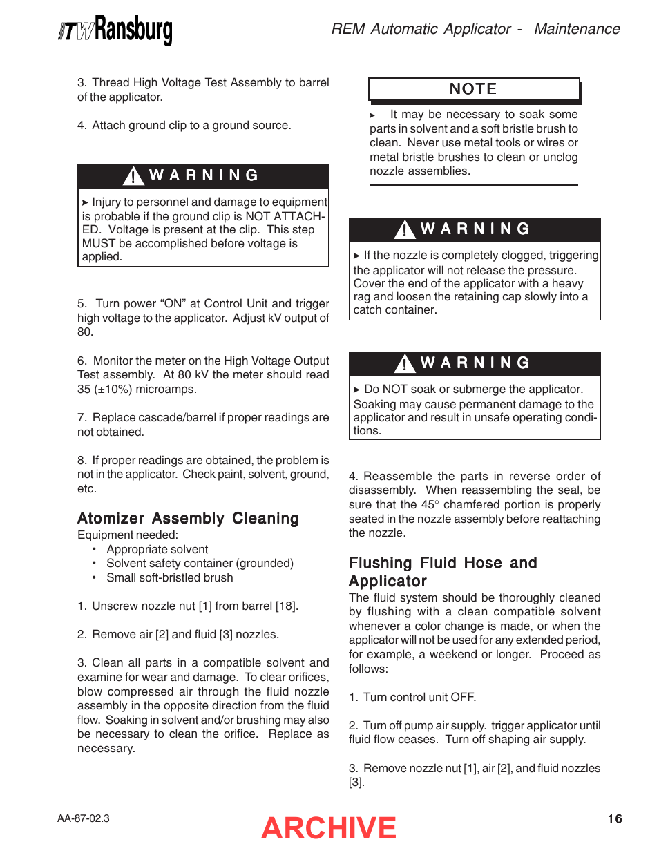 Archive | Ransburg REM Automatic Applicator 73499 User Manual | Page 21 / 40