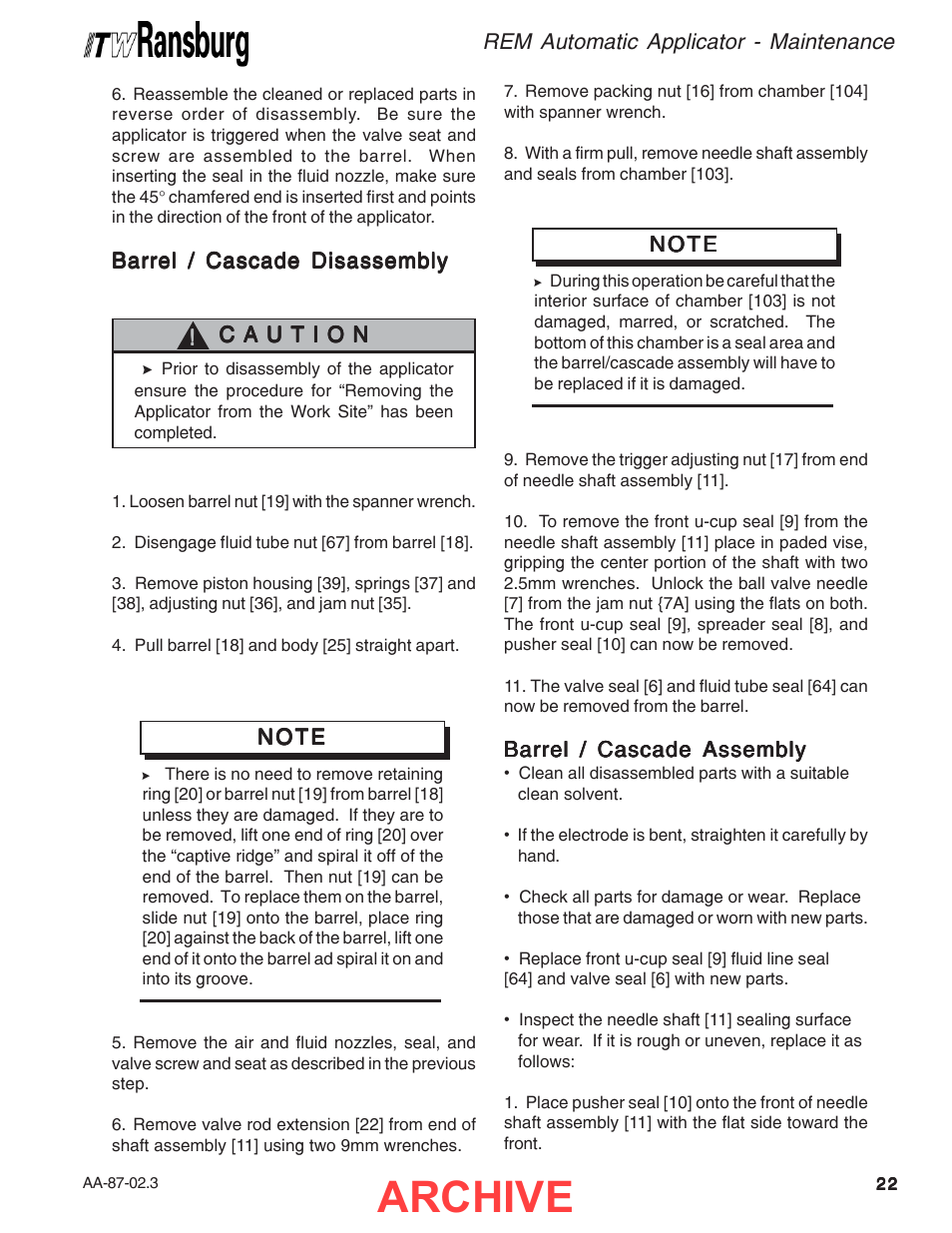 Archive | Ransburg REM Automatic Applicator 73499 User Manual | Page 27 / 40