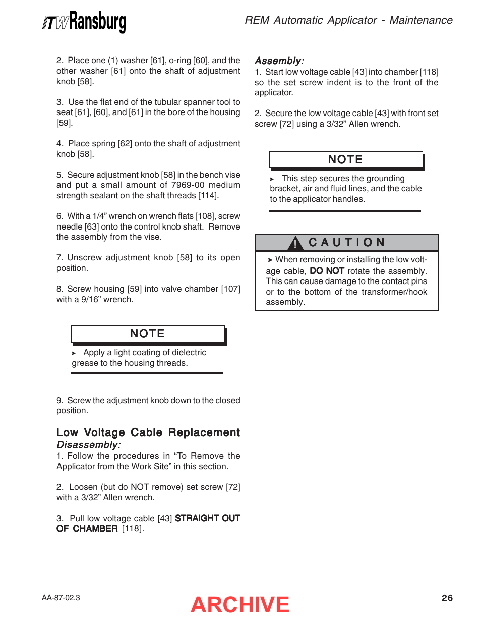 Archive | Ransburg REM Automatic Applicator 73499 User Manual | Page 31 / 40