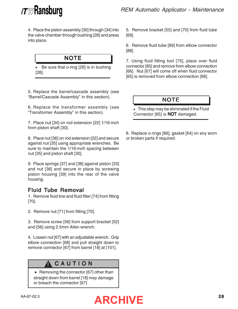 Archive | Ransburg REM Automatic Applicator 73499 User Manual | Page 33 / 40