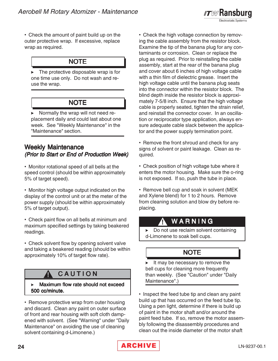 Ransburg Aerobell M Rotary Atomizer 78101 User Manual | Page 28 / 60