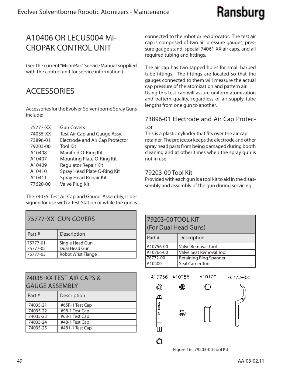 Accessories | Ransburg Evolver Solvent Applicator 79190-XXXXXXXX User Manual | Page 54 / 86