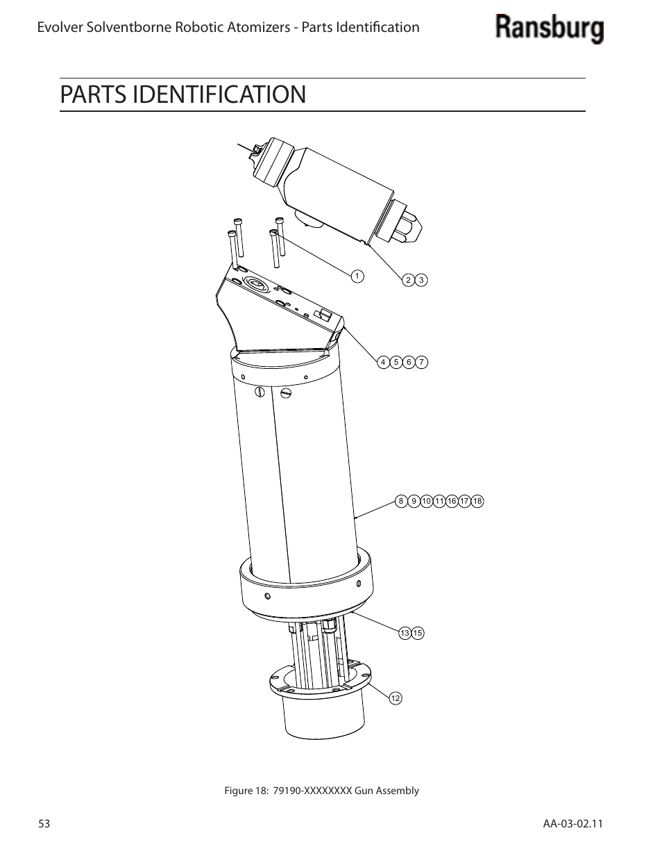 Parts identification | Ransburg Evolver Solvent Applicator 79190-XXXXXXXX User Manual | Page 58 / 86
