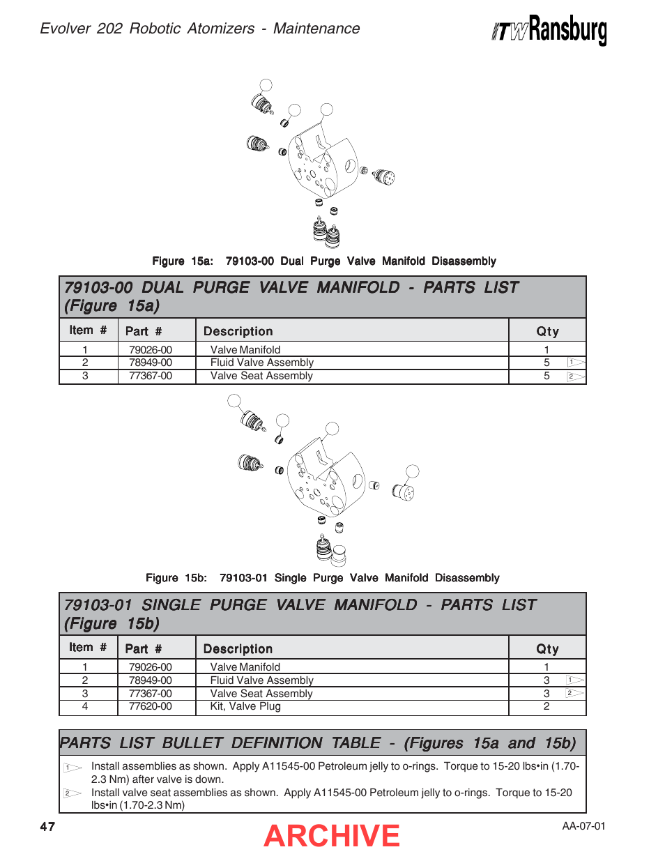 Archive, Evolver 202 robotic atomizers - maintenance | Ransburg Evolver 202 Solvent A11918-XXX User Manual | Page 52 / 96