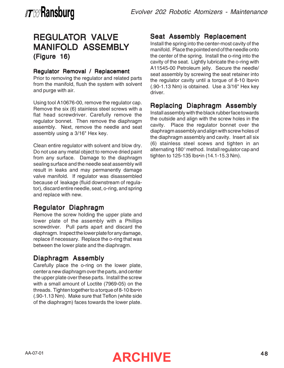 Archive, Regula | Ransburg Evolver 202 Solvent A11918-XXX User Manual | Page 53 / 96