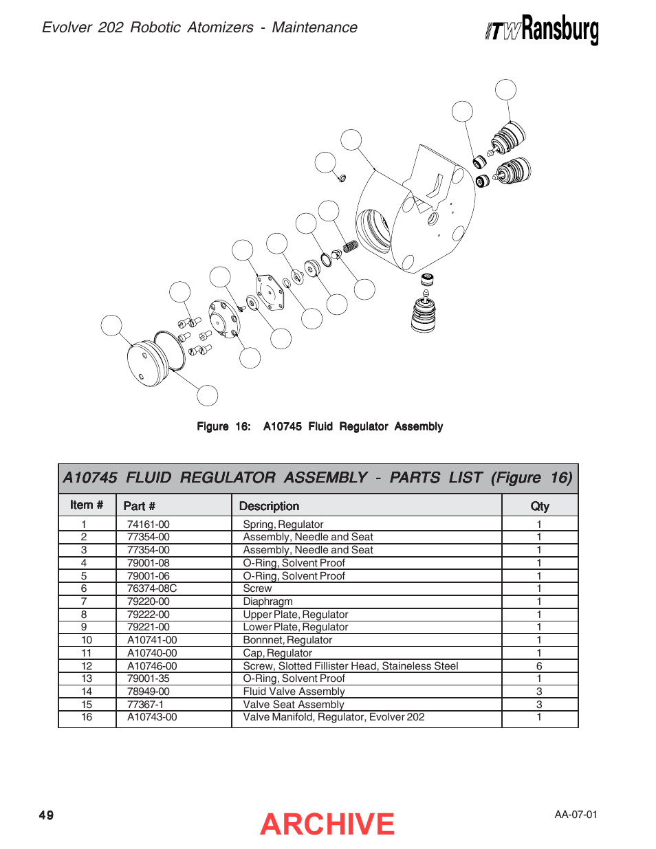 Archive, Evolver 202 robotic atomizers - maintenance | Ransburg Evolver 202 Solvent A11918-XXX User Manual | Page 54 / 96