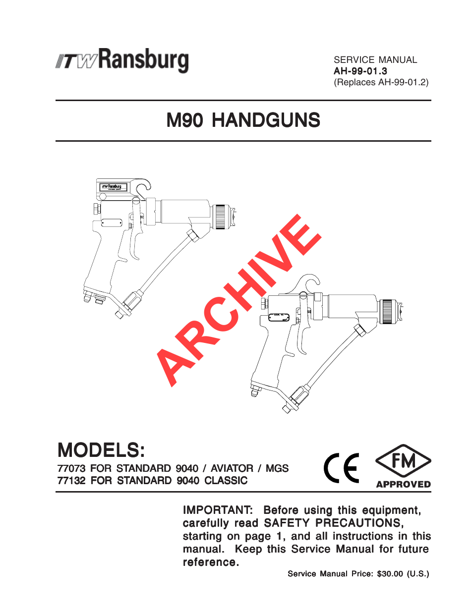 Ransburg M90 Handguns 77073, 77132 User Manual | 52 pages