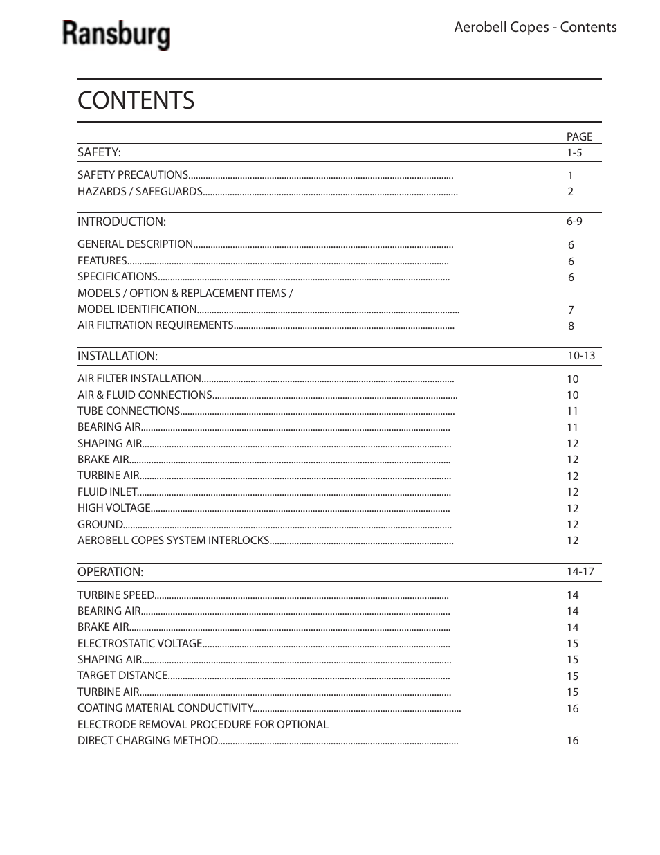 Ransburg Aerobell Copes 75850 User Manual | Page 3 / 40