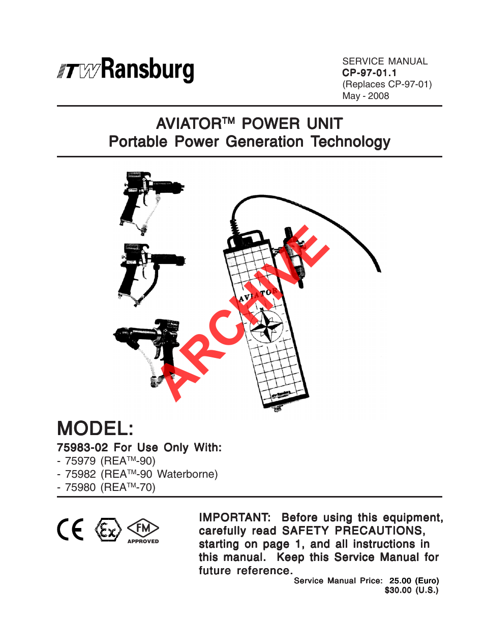 Ransburg Aviator Power Supply Unit 75983-02 User Manual | 30 pages