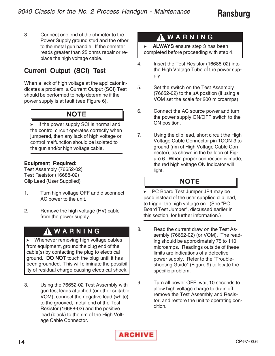 Ransburg 9040 Classic Power Supply _NO2 Gun 76657-14, -142 User Manual | Page 18 / 40