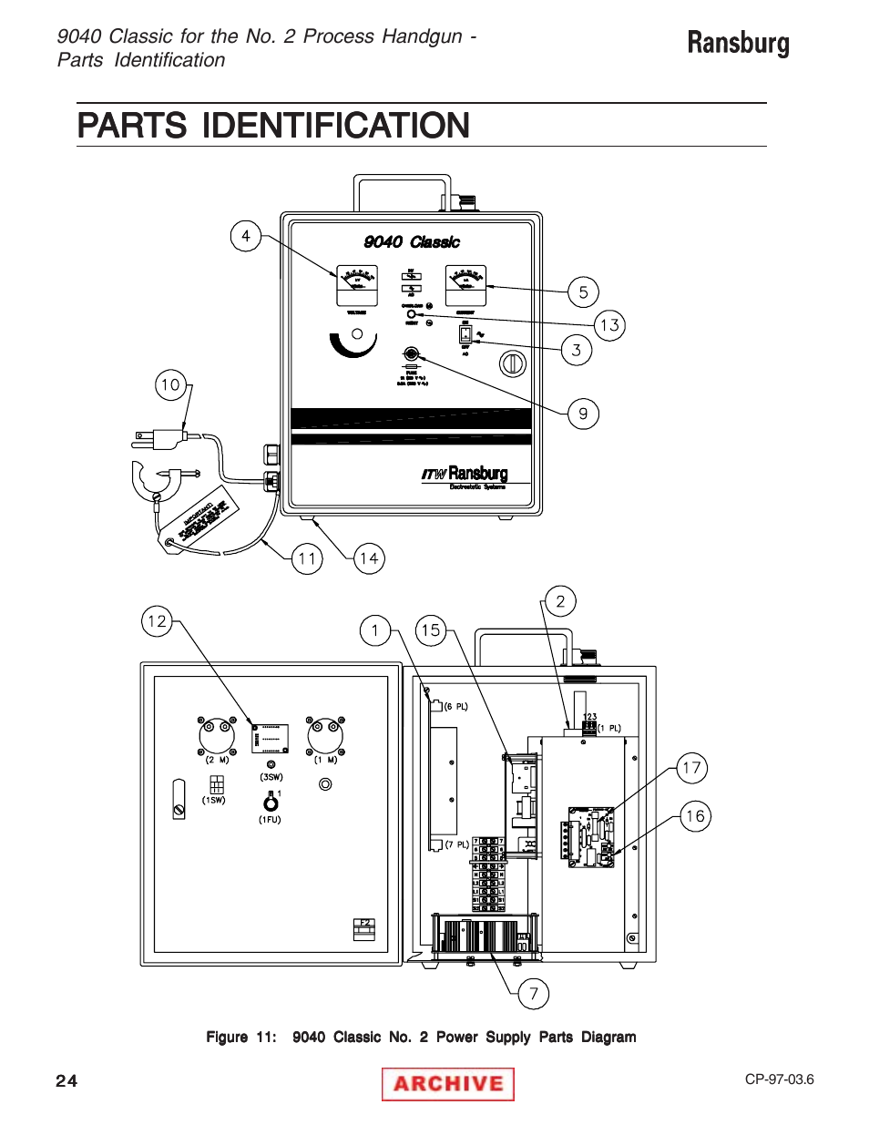 Parts identification | Ransburg 9040 Classic Power Supply _NO2 Gun 76657-14, -142 User Manual | Page 28 / 40