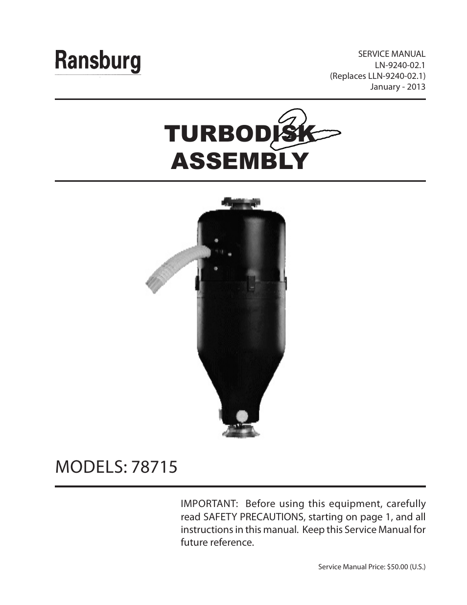 Ransburg Turbodisk 2 Assembly 78715 User Manual | 82 pages