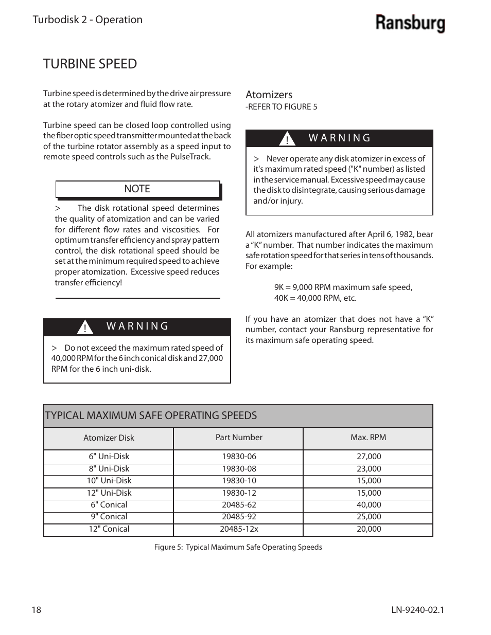 Turbine speed | Ransburg Turbodisk 2 Assembly 78715 User Manual | Page 22 / 82