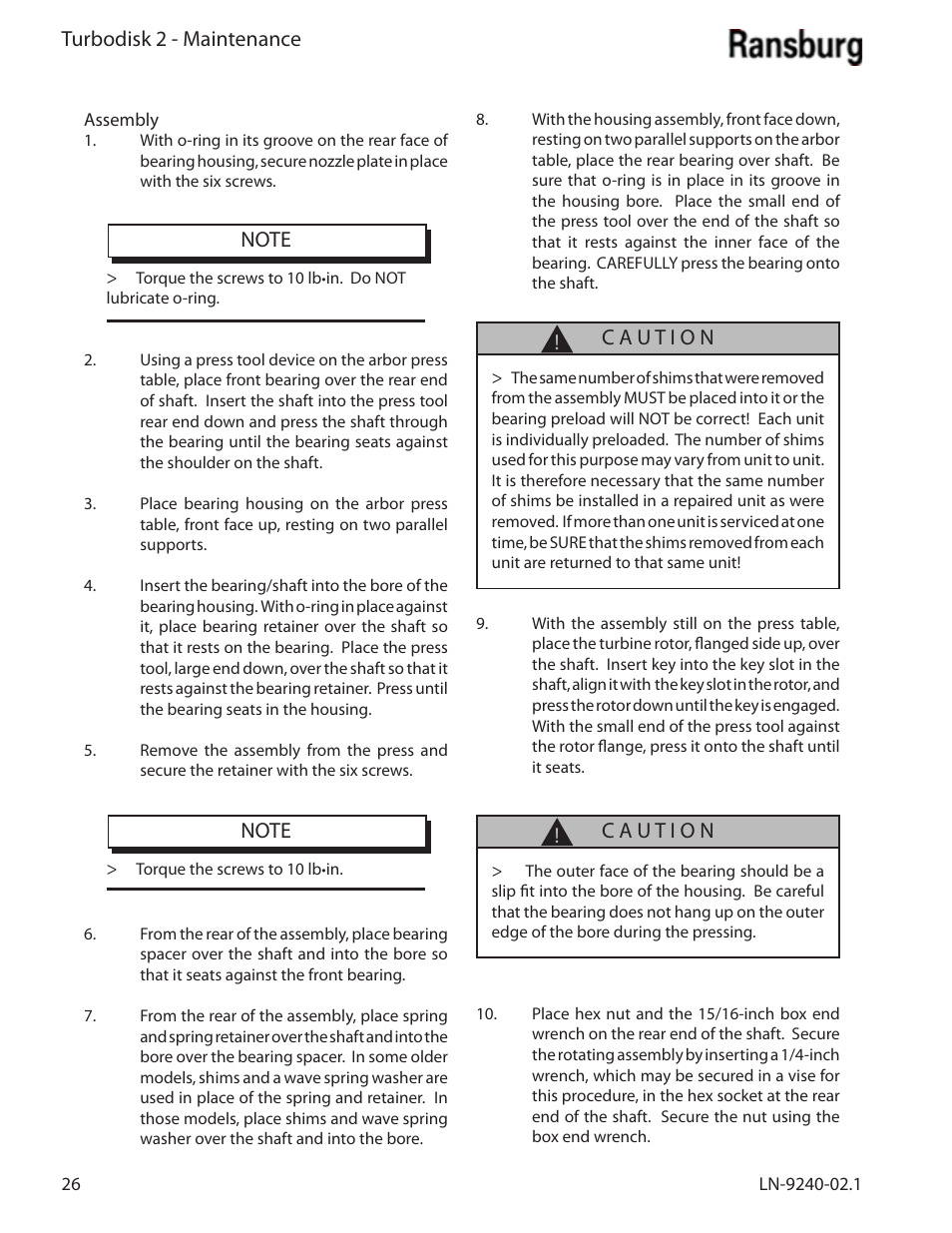 Turbodisk 2 - maintenance | Ransburg Turbodisk 2 Assembly 78715 User Manual | Page 30 / 82