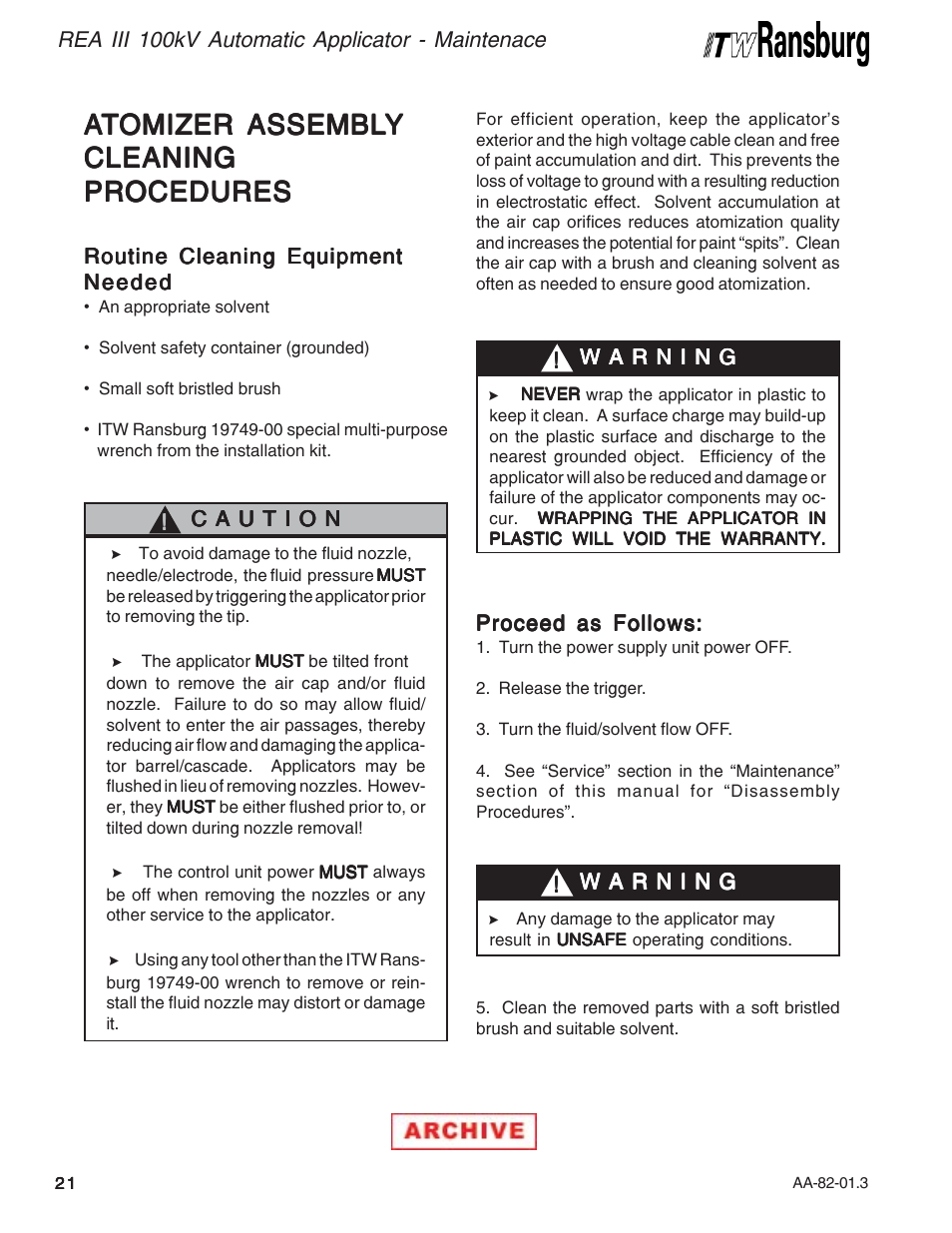 Ransburg REA III Auto Applicator 70393 User Manual | Page 24 / 50