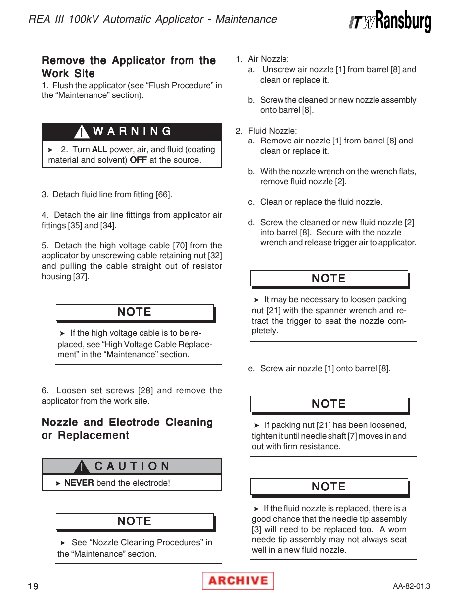 Ransburg REA III Auto Applicator 70393 User Manual | Page 26 / 50