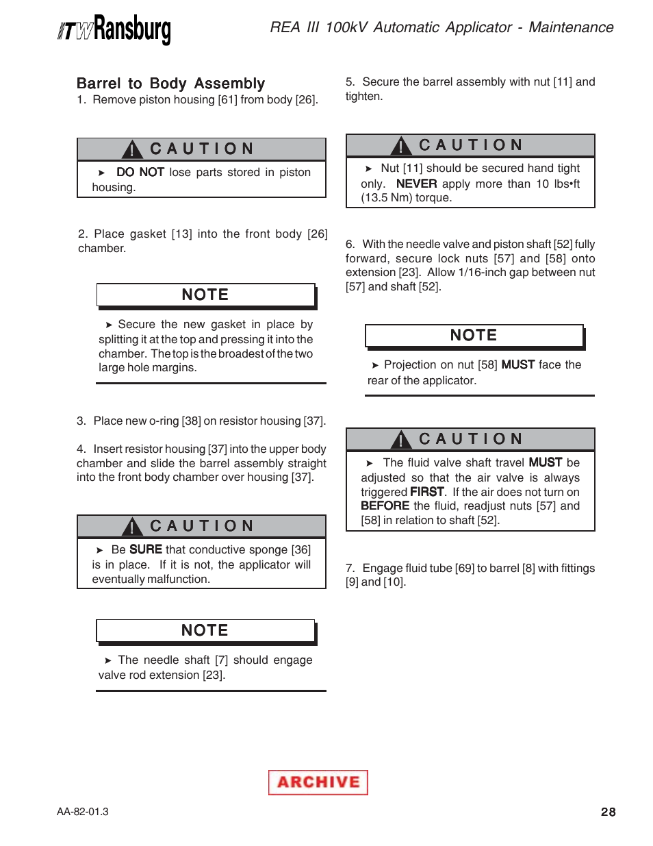 Ransburg REA III Auto Applicator 70393 User Manual | Page 31 / 50