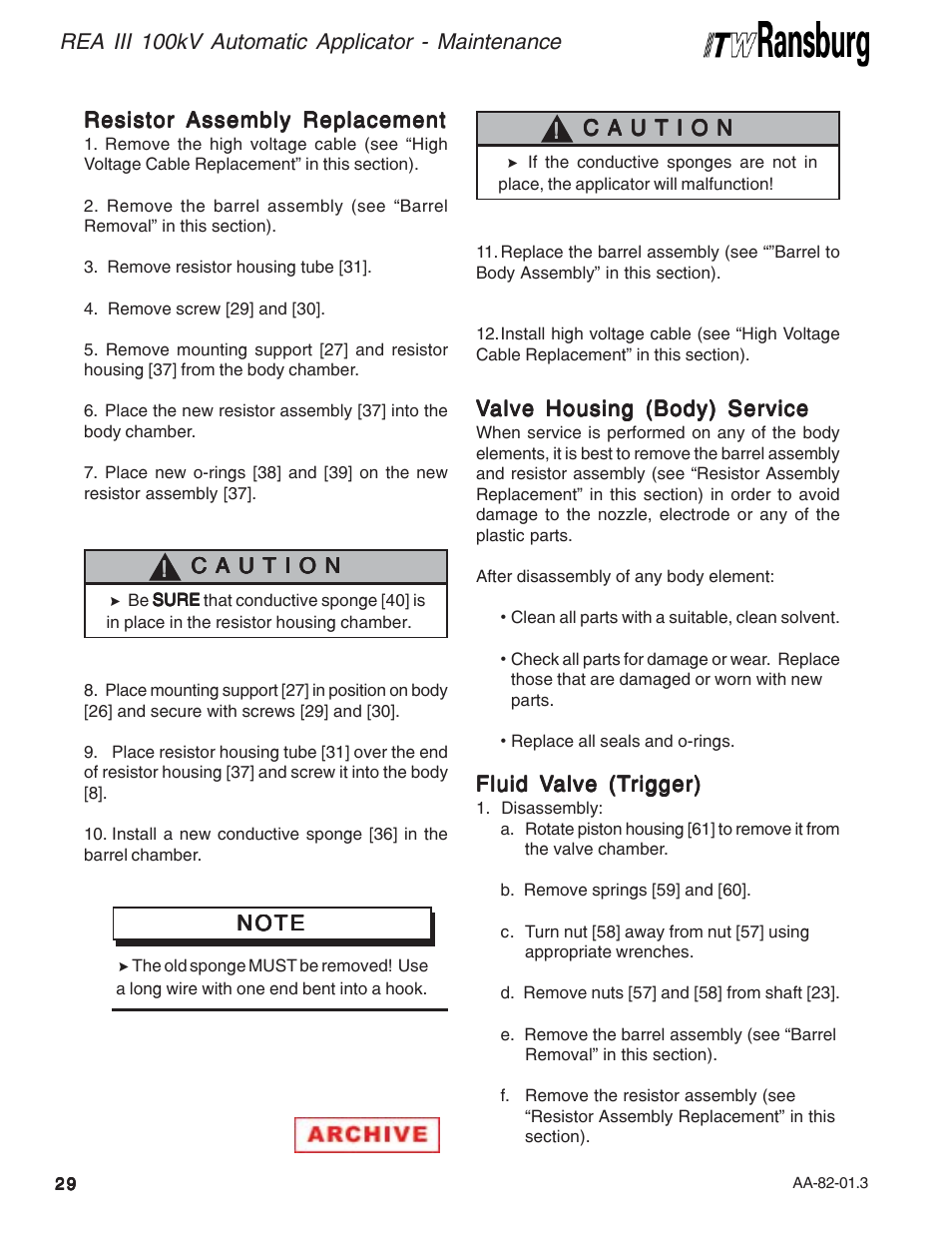 Ransburg REA III Auto Applicator 70393 User Manual | Page 32 / 50