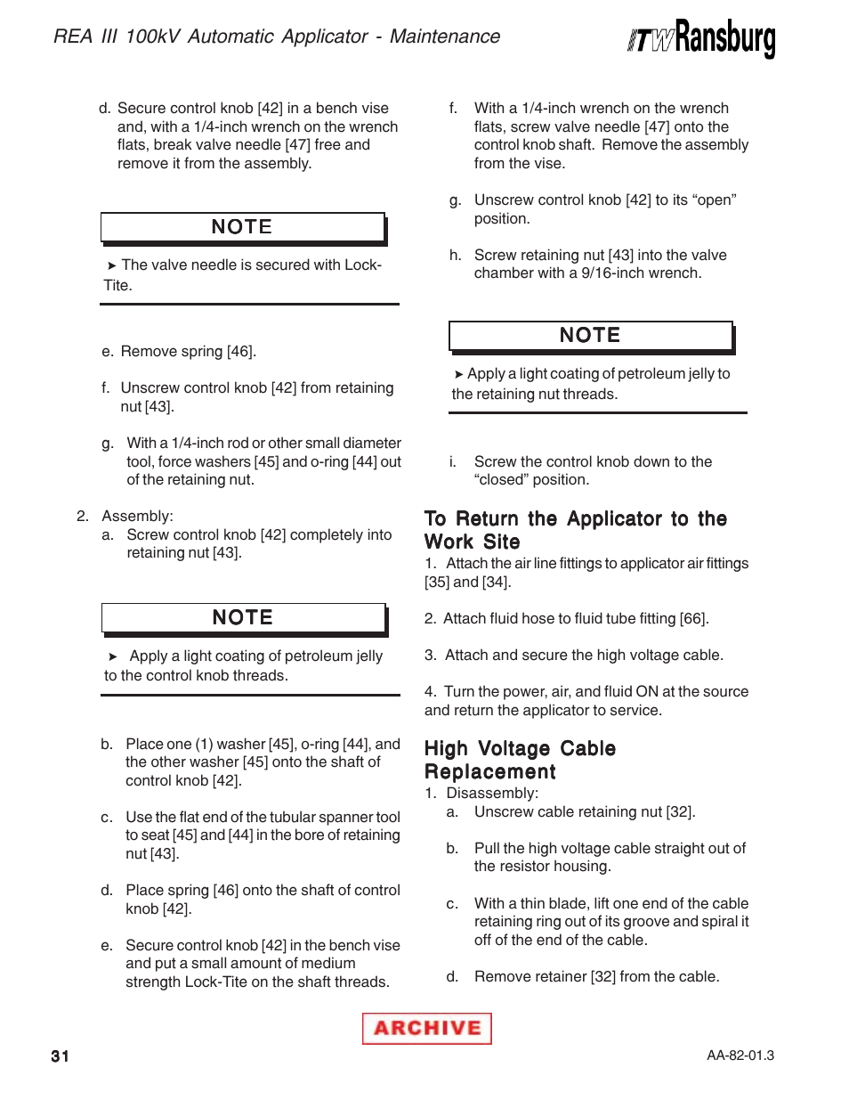 Ransburg REA III Auto Applicator 70393 User Manual | Page 34 / 50