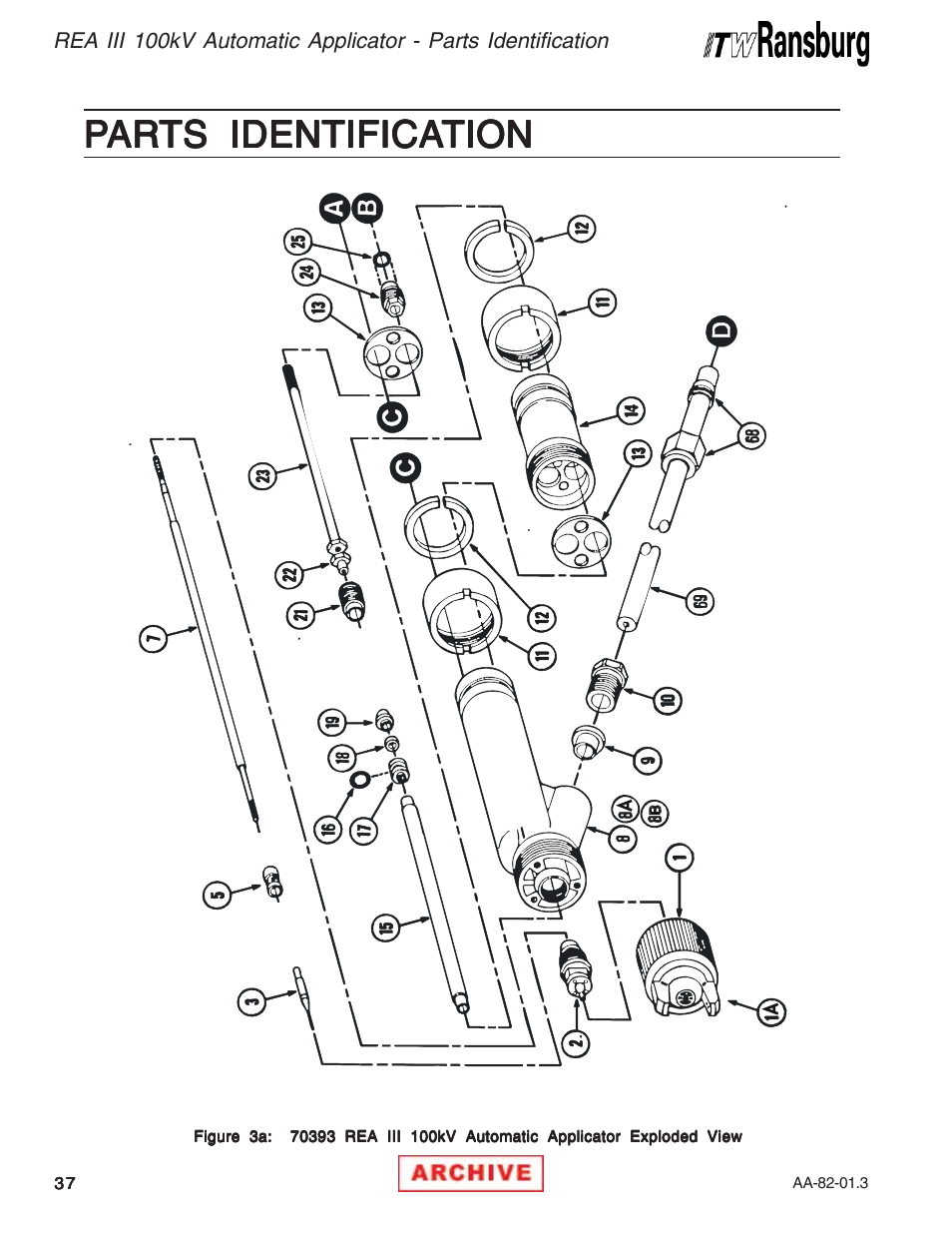 Parts identification | Ransburg REA III Auto Applicator 70393 User Manual | Page 40 / 50