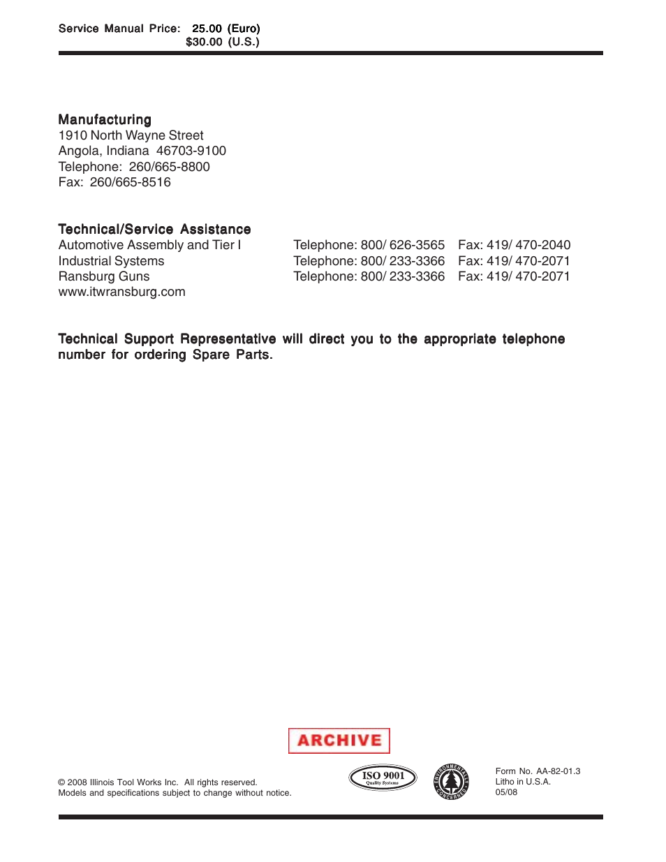 Contact information | Ransburg REA III Auto Applicator 70393 User Manual | Page 50 / 50