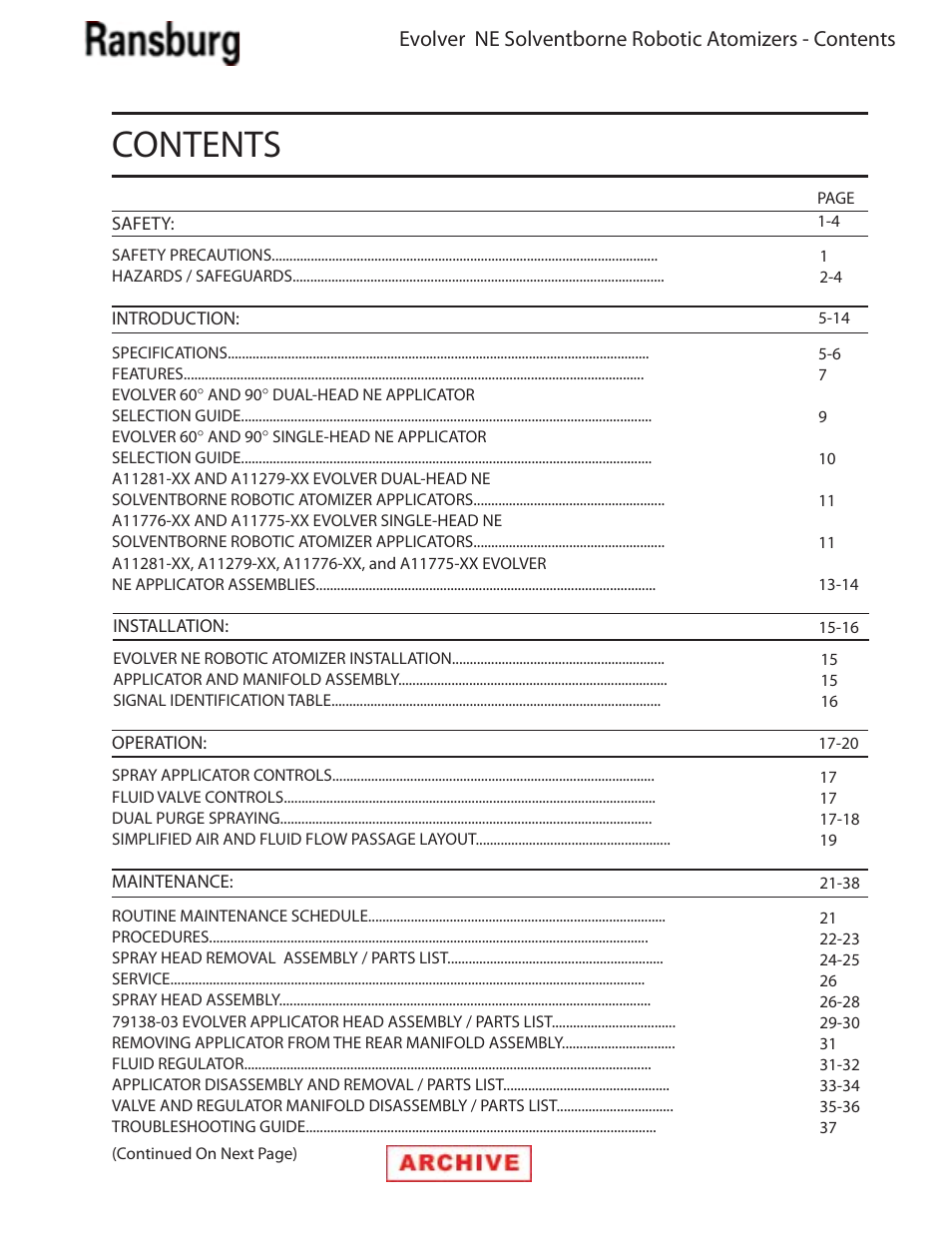 Ransburg Evolver NE A11279-XX, A11281-XX, A11775-XX, A11776-XX User Manual | Page 3 / 70