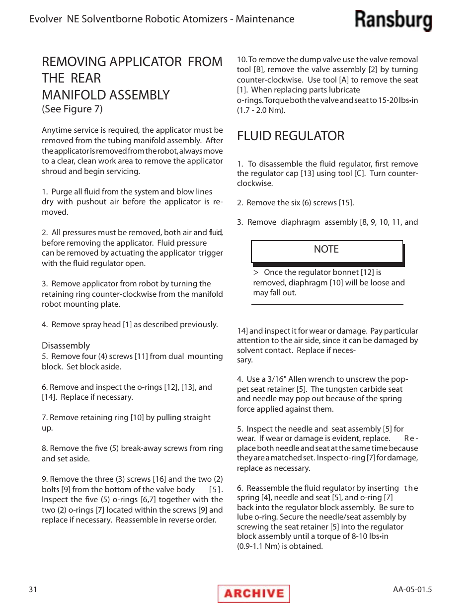 Fluid regulator | Ransburg Evolver NE A11279-XX, A11281-XX, A11775-XX, A11776-XX User Manual | Page 36 / 70