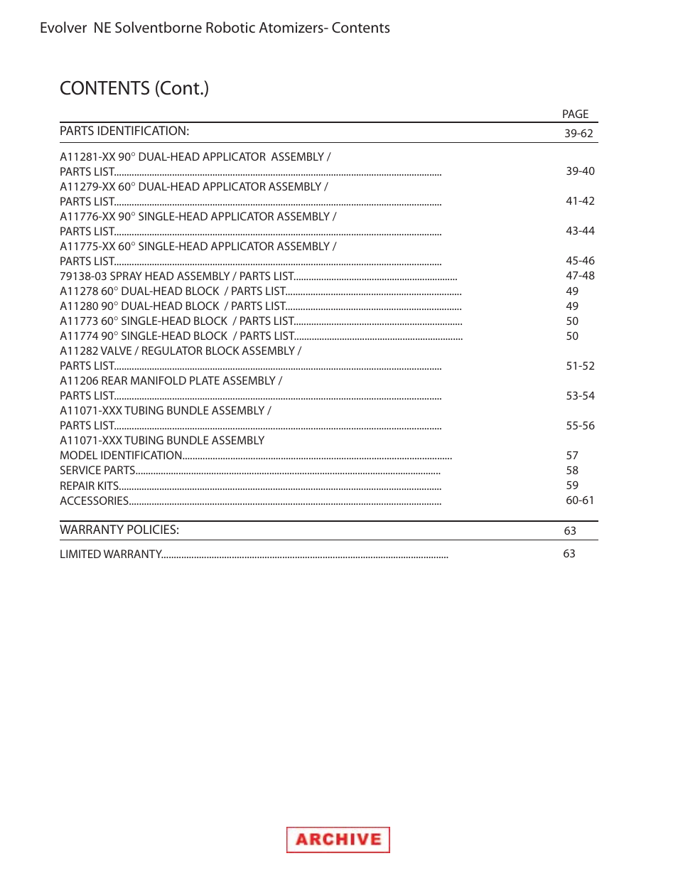 Contents (cont.) | Ransburg Evolver NE A11279-XX, A11281-XX, A11775-XX, A11776-XX User Manual | Page 4 / 70