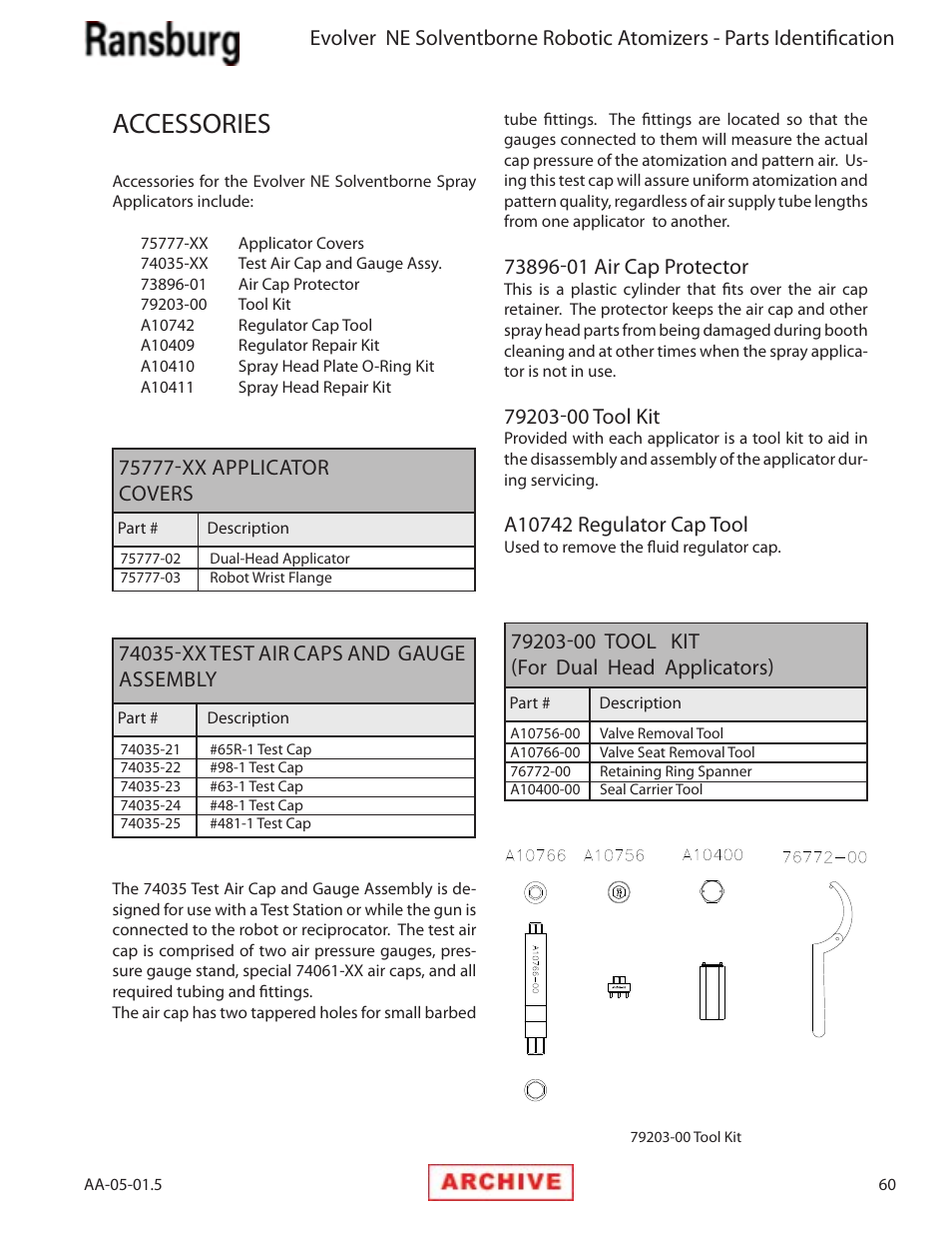 Accessories | Ransburg Evolver NE A11279-XX, A11281-XX, A11775-XX, A11776-XX User Manual | Page 65 / 70
