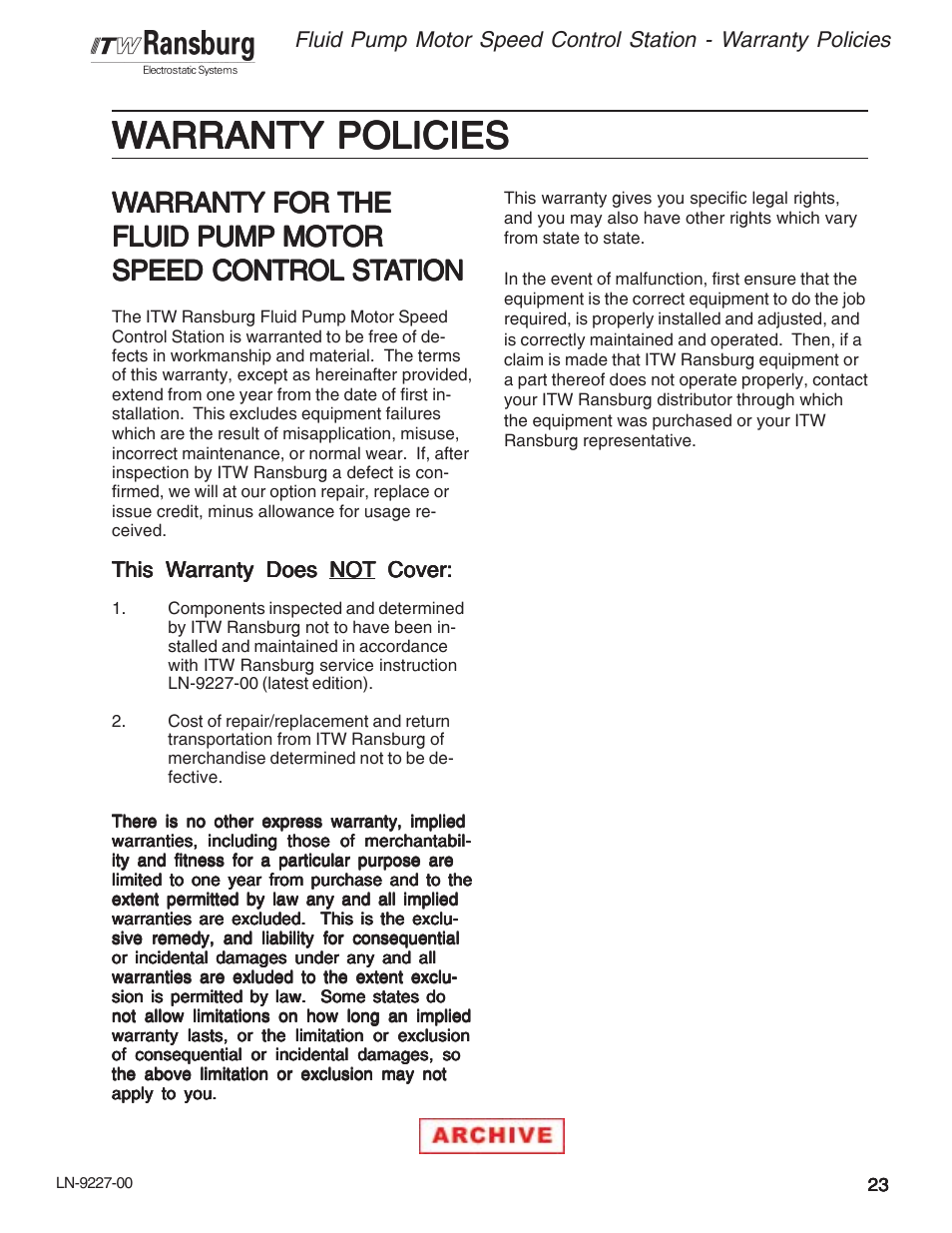 Ransburg RCS-100FP Fluid Pump Kit 70945 User Manual | Page 27 / 28
