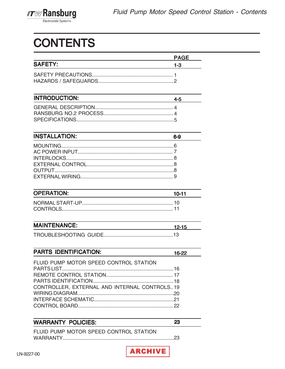 Ransburg RCS-100FP Fluid Pump Kit 70945 User Manual | Page 3 / 28