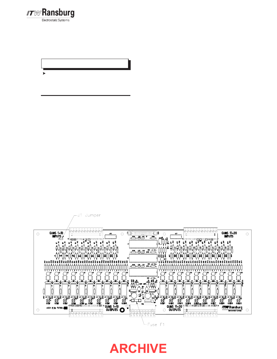 Archive, Pc board test jumpers | Ransburg MGS Multi-Gun Source 76789, 77046 User Manual | Page 19 / 40