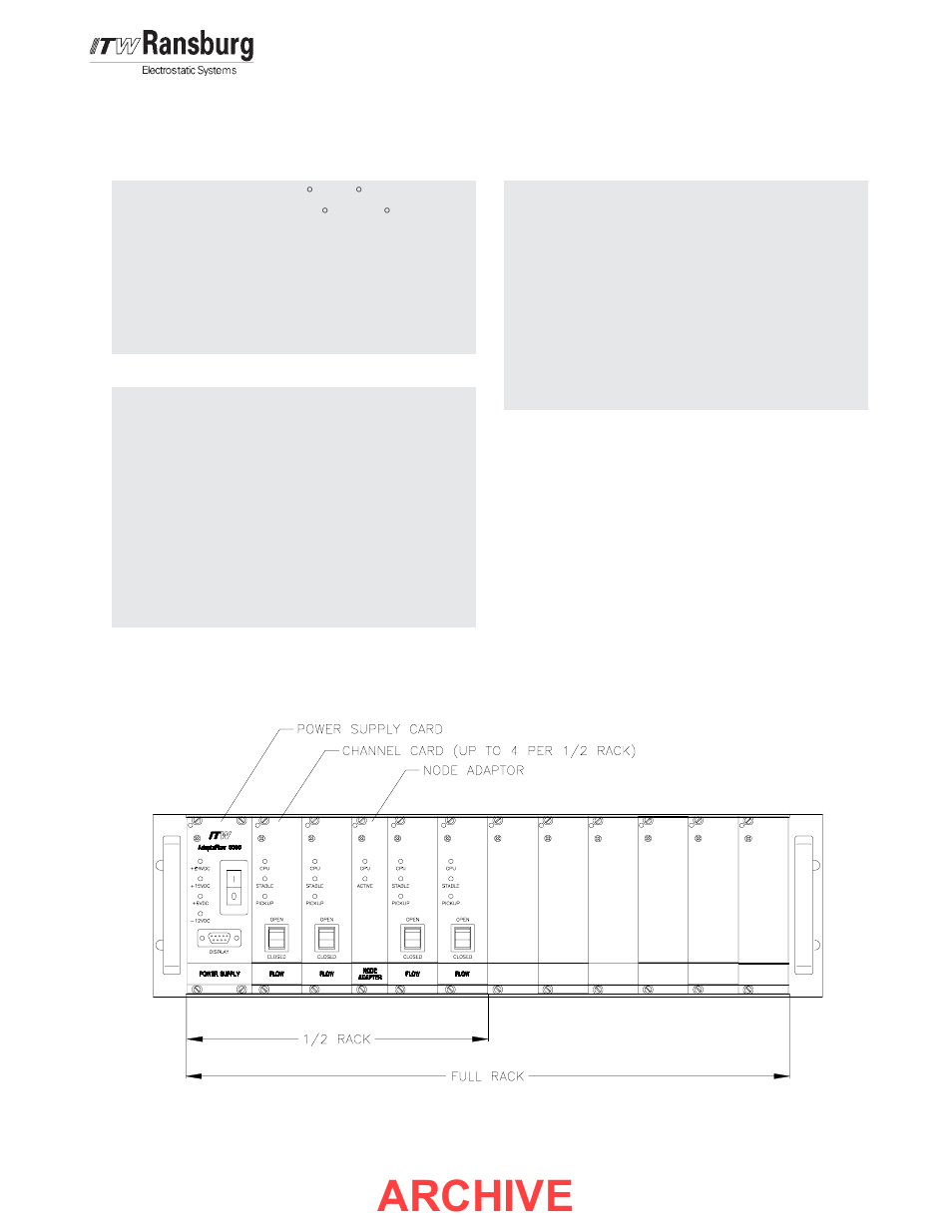 Archive, Specifica, Specifica specifications tions tions tions tions | Ransburg AdaptaFlow Node Adapter A10159 User Manual | Page 9 / 29