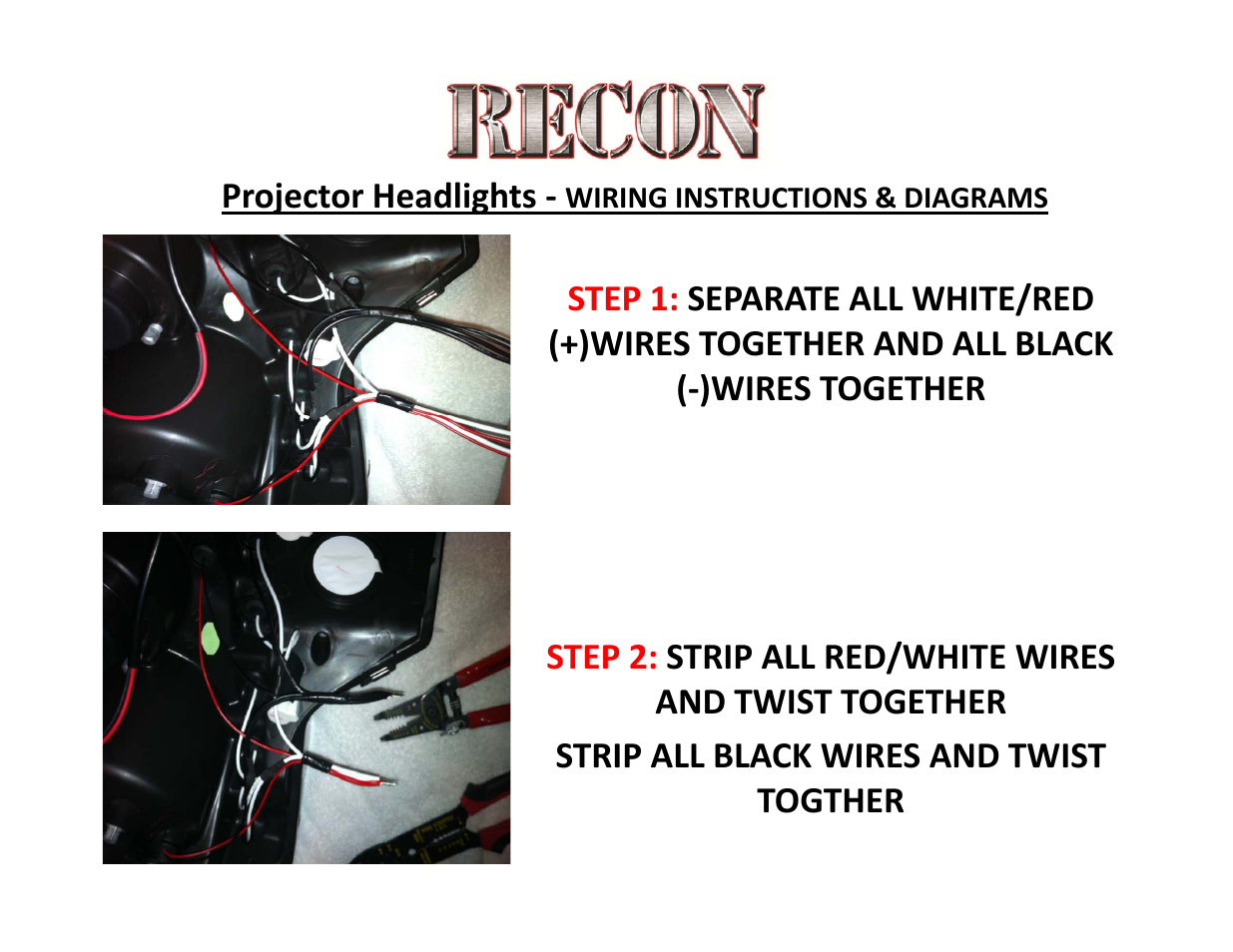 RECON Projector Headlight (2009‐2013 F150_Raptor) User Manual | 5 pages