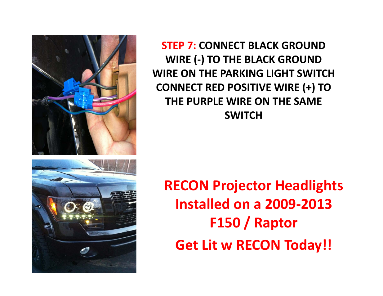 RECON Projector Headlight (2009‐2013 F150_Raptor) User Manual | Page 4 / 5