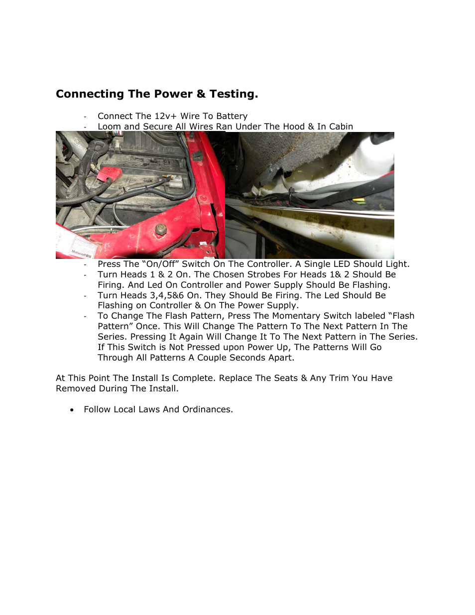 Connecting the power & testing | RECON 26419 Xenon Strobe Light Kit User Manual | Page 10 / 10